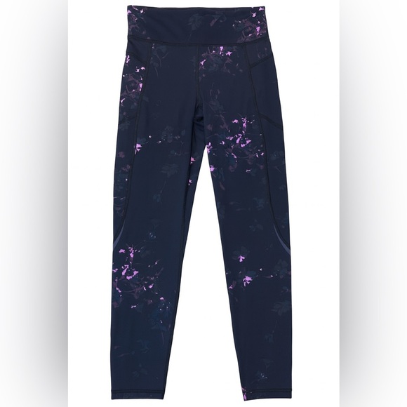 Sweaty Betty Zero Gravity Small Black Pink Floral Print High Waist Zip Pocket - Picture 1 of 6